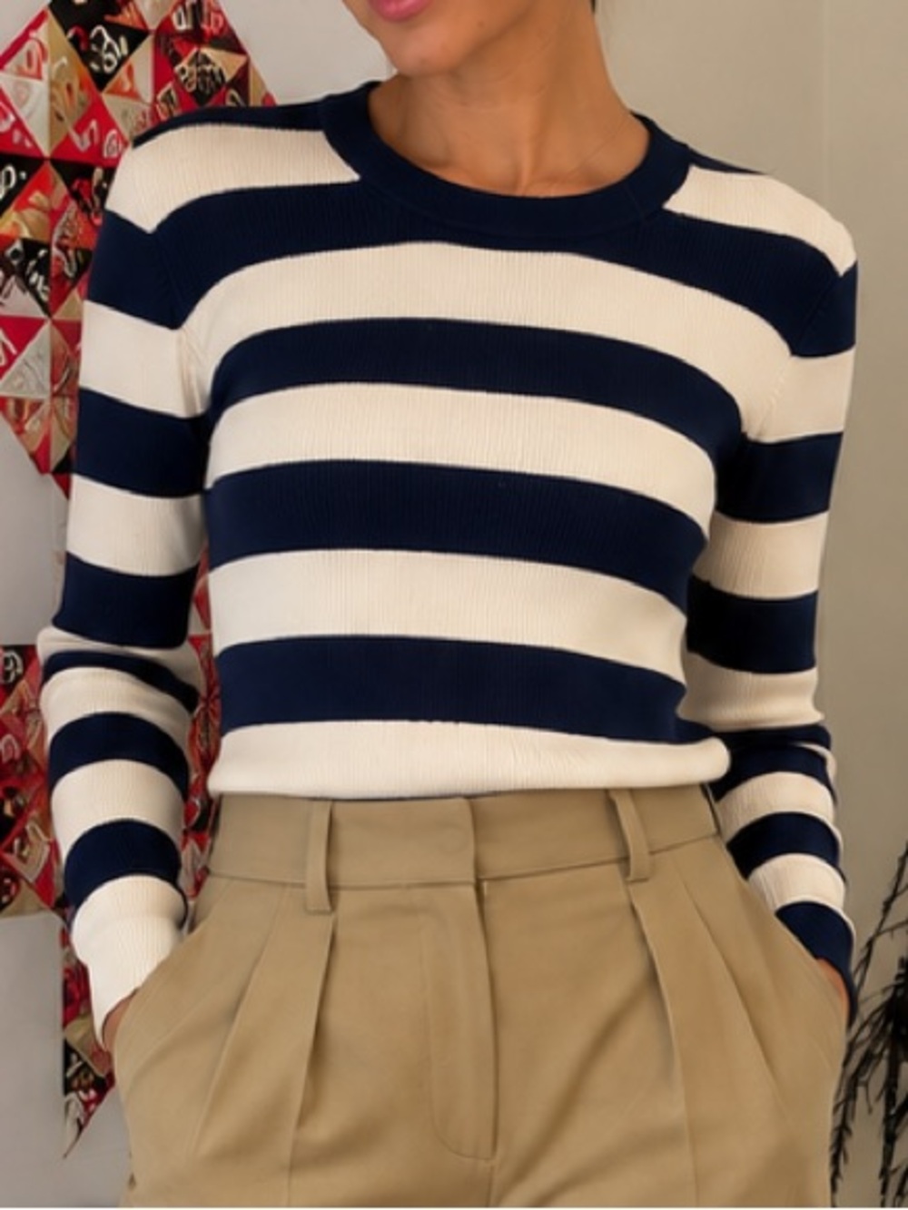 J.Crew Navy & Cream Striped Ribbed Sweater